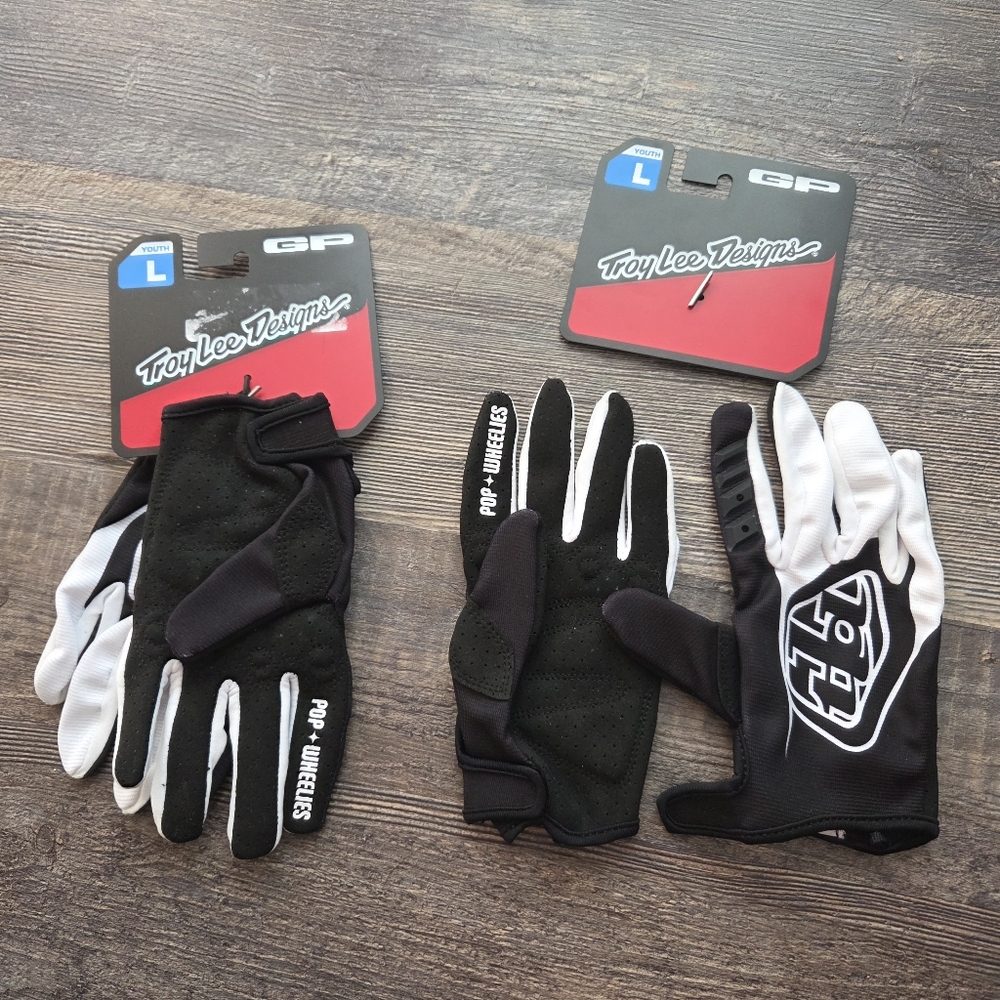 Troy Lee Designs 2023 Youth GP Gloves White Black Motorcycle Bike Cycle Kids